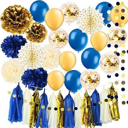 Amazon Com Royal Pince Baby Shower Decorations For Boy Navy Gold