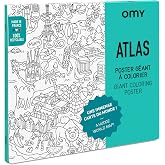 Giant Coloring Poster World Map Atlas for Kids & Adults, 40 x 28 Inches | Explore the continents and countries of the world a