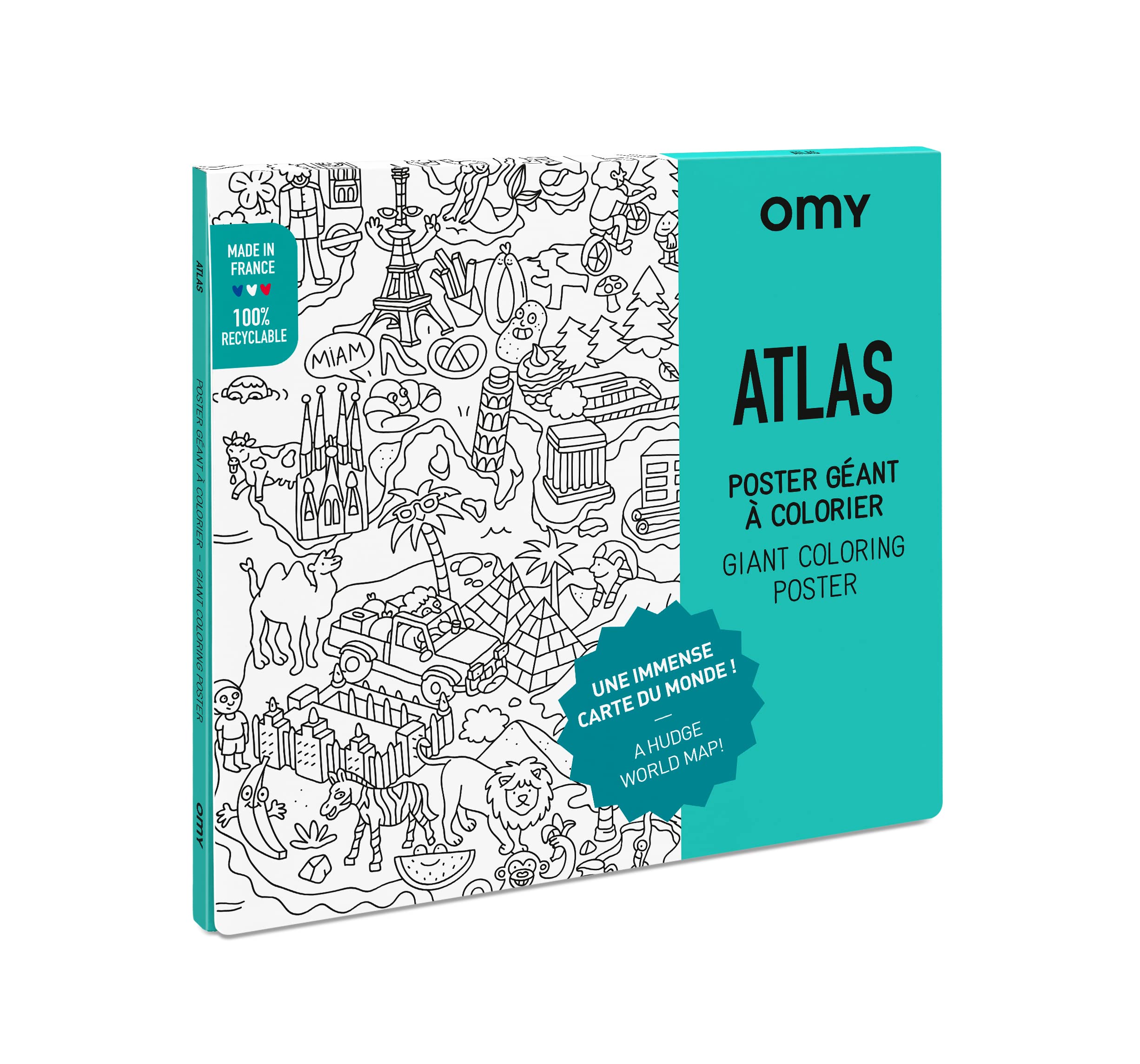 Photo 1 of Omy Giant Coloring Poster – Atlas - Map of The World | Explore The Continents and Countries of The World | 40 x 28 Inches | Creative Play and Fun for Kids, Teens, Adults, and The Whole Family
