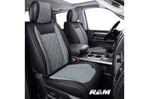 YIERTAI Dodge Ram Seat Covers Compatible with 2009-2025 1500 2010-2025 2500 3500 Pickup Classic Bighorn Longhorn Laramie Crew Double Mega Cab Tradesman Truck Full Set Black Gray