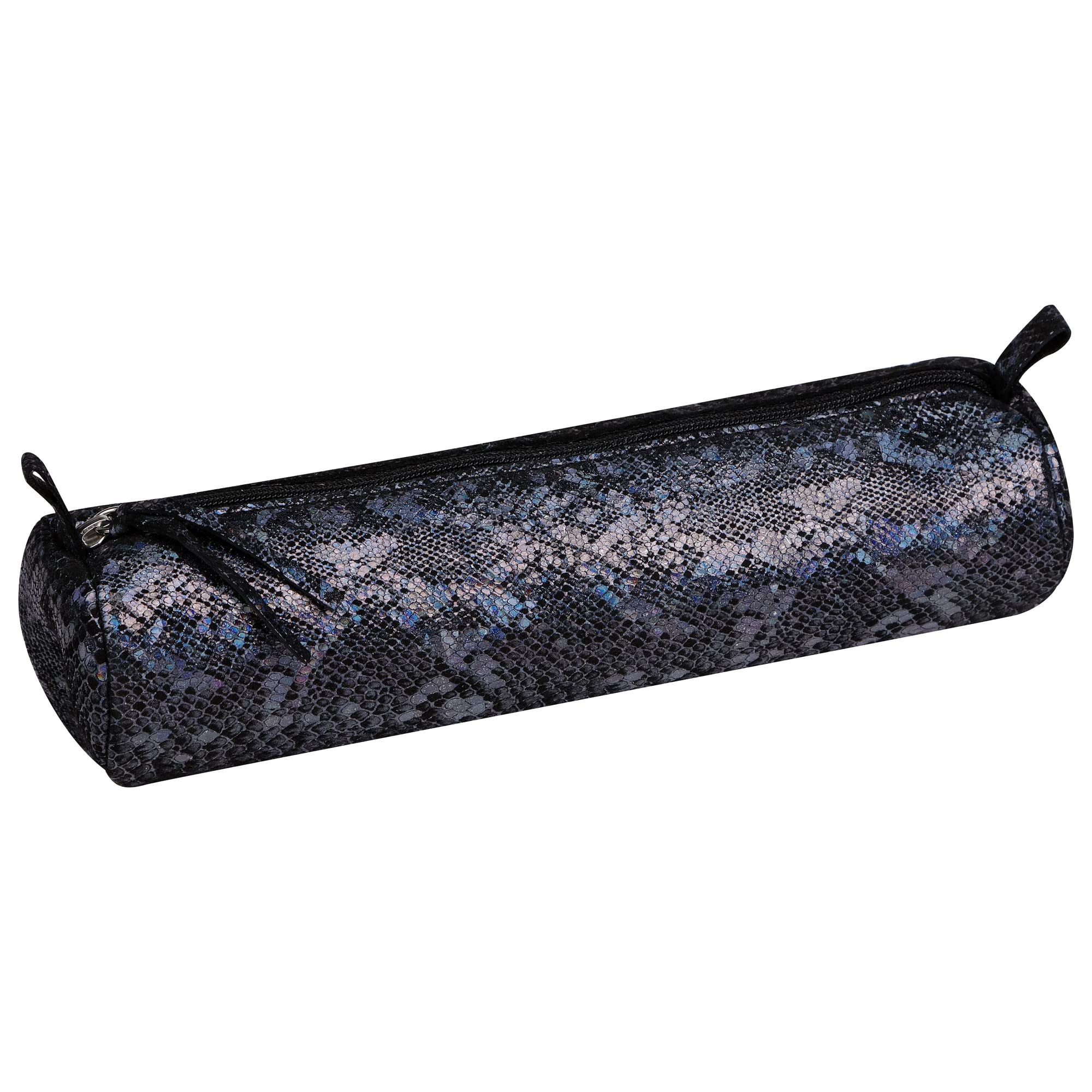 Clairefontaine 410027C - One Genuine Lambskin Leather Round Black Pencil Case - Size: Ø5,5x22 cm - School supplies - Coloured Pencil Case - Pencil Tray