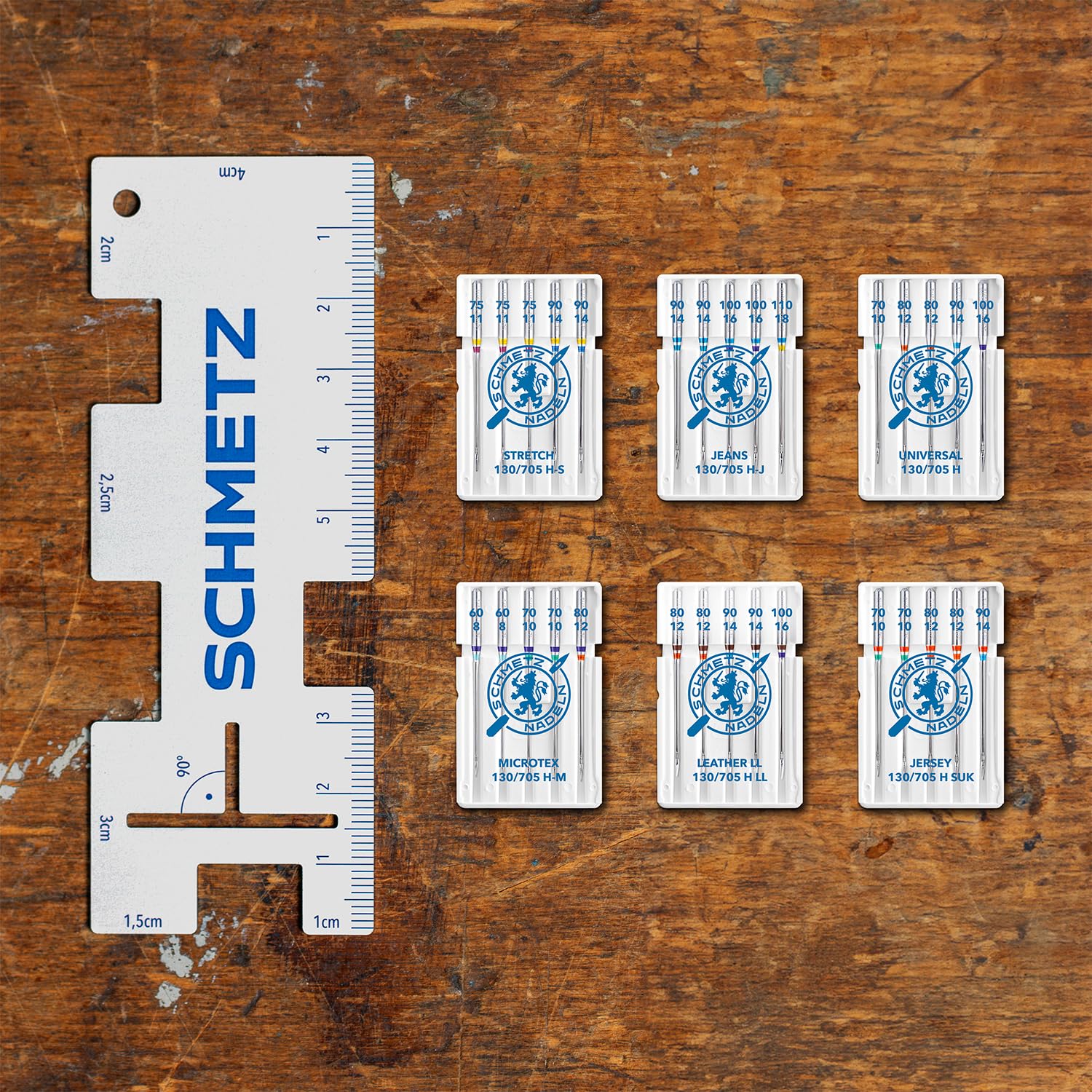 SCHMETZ | 30 Sewing Machine Needles | Maxi Starter Set | for the most popular materials | Assorted | Includes 1 seam gauge