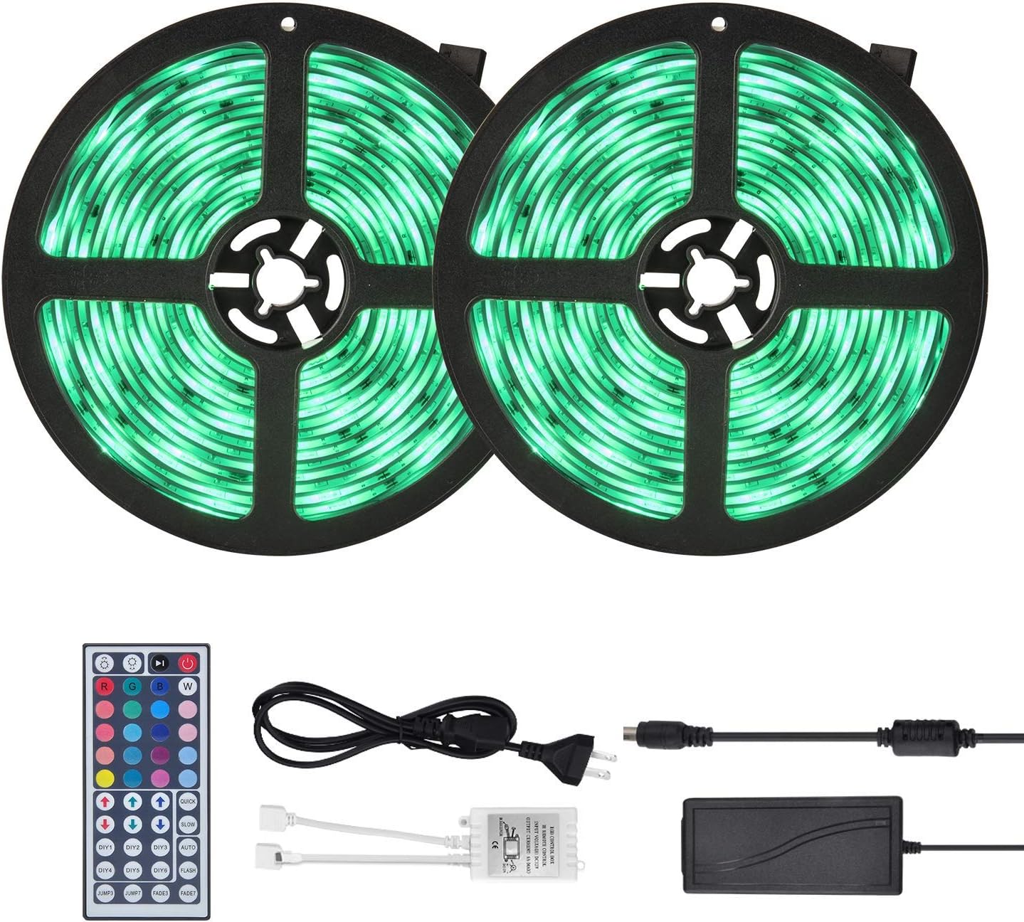 Waterproof LED Strip Lights 32.8ft (10m) RGB 300LEDs Color Changing 5050 Dimmable Multicolored LED Lights Kit with 44key Remote for Ceiling Bar Counter Cabinet Lighting by YUNSHANGAUTO