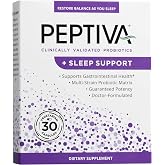Peptiva Sleep Support, Probiotic Lactobacillus, Bifidobacterium, Melatonin | 30 Capsules | Clinically Validated | 26 Billion CFU | GABA | Valerian