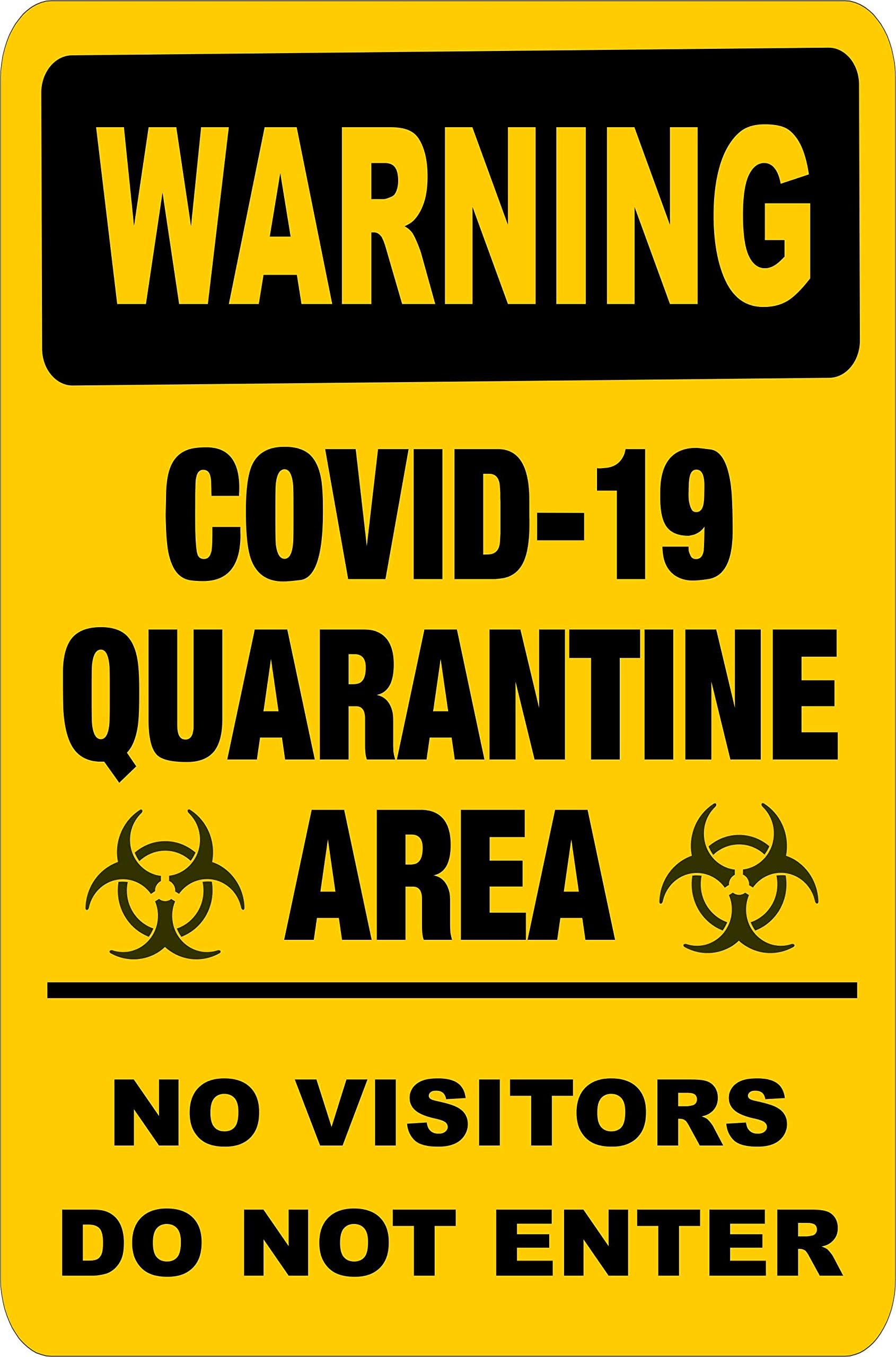 Warning Yellow Quarantine Area Sticker Window, Door, Indoor/Outdoor 7"x10" Notification