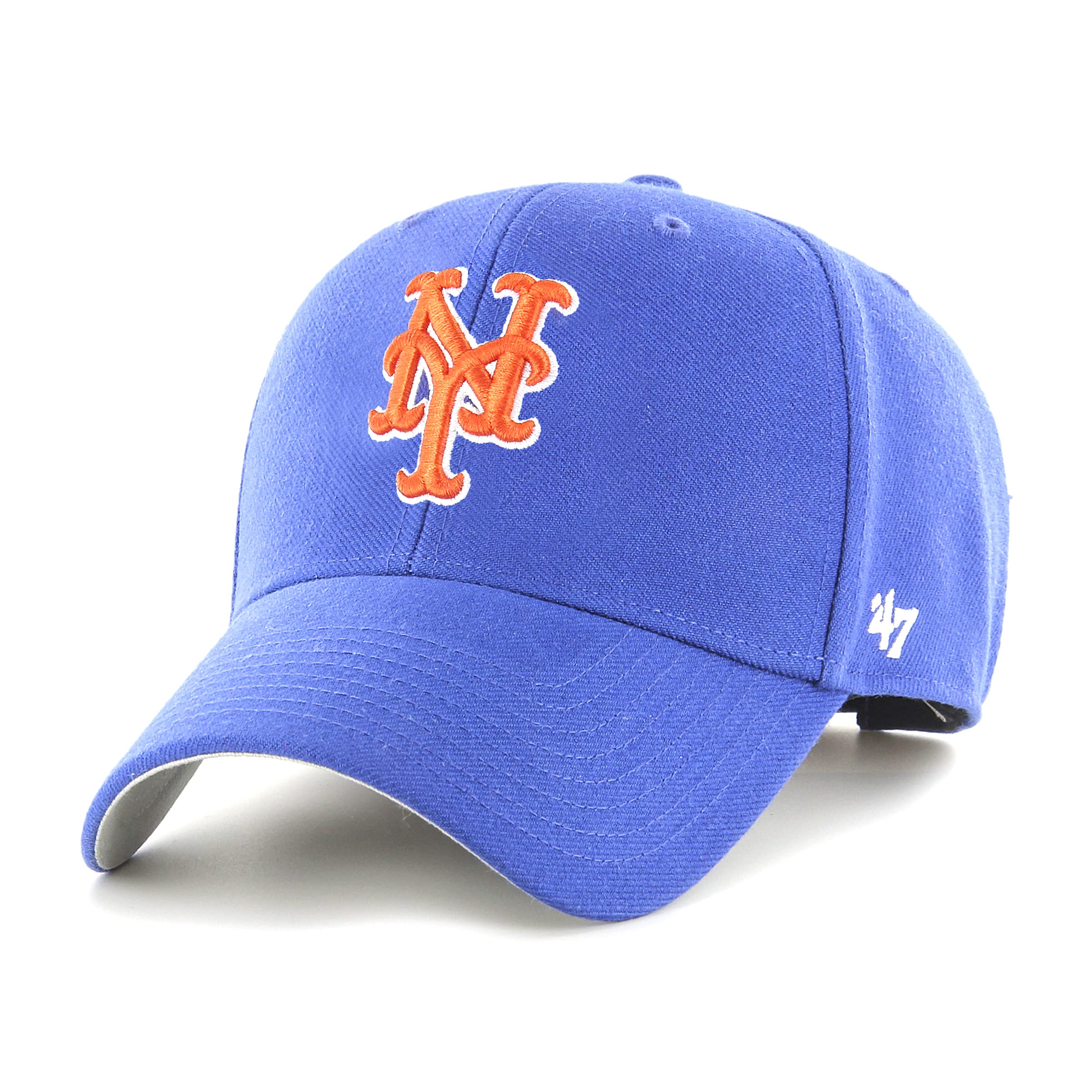 47 New York Mets MLB MVP Unisex Baseball Cap, Adjustable, Orange Logo, Royal Blue