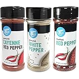 Amazon Brand - Happy Belly Pepper Variety Pack: Cayenne, White Pepper, Crushed Red Pepper