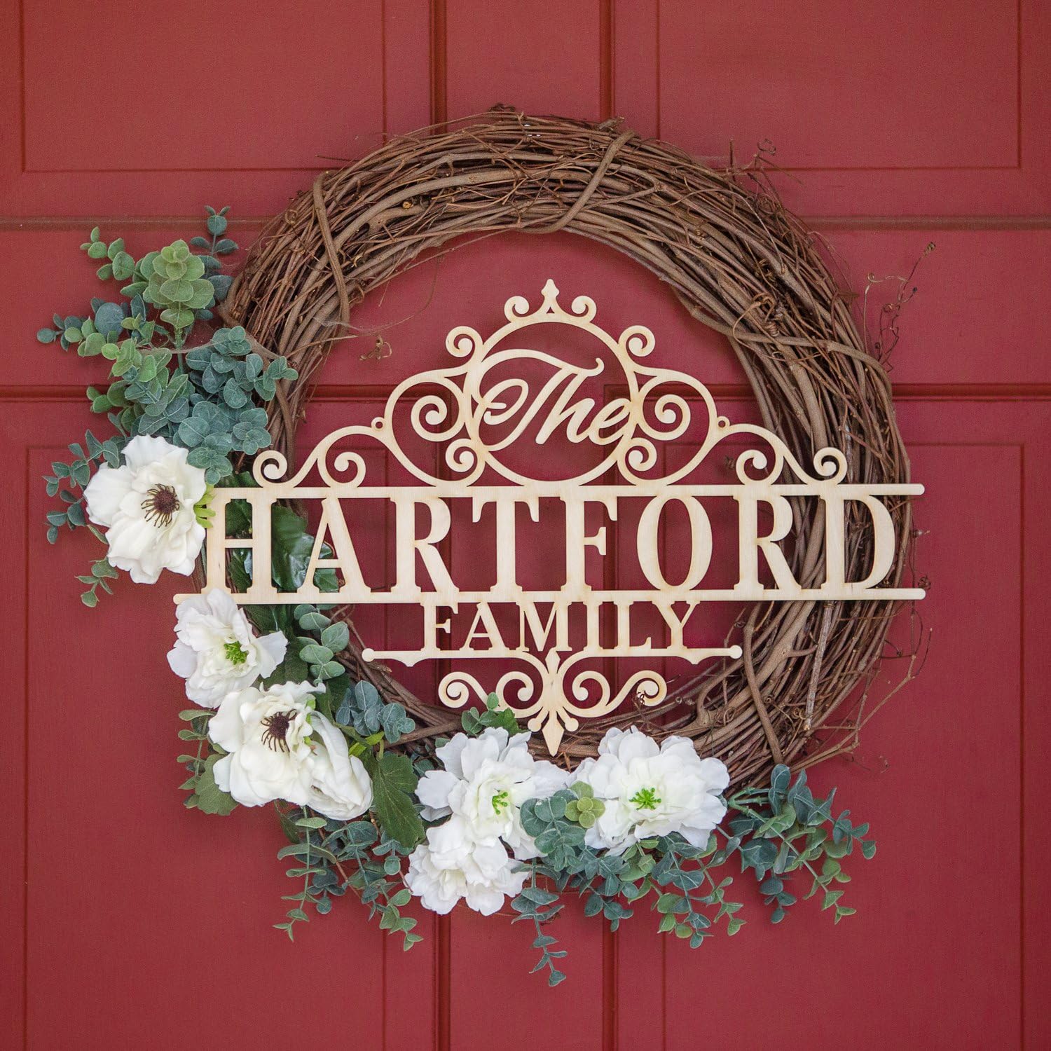 Personalized Hartford Family Name Custom 1/8" Thick Wood Sign Home Décor Wall Art 18"