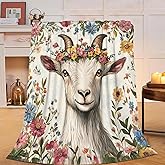 Goat Blanket Soft Warm Cute Goat Flannel Plush Throw Blanket Cozy Fluffy Sheep Fleece Bedding Stuff Animal Decor Blanket Gifts for Lover Girls Boys Kids Adults Women Bed Travel 40"x50"