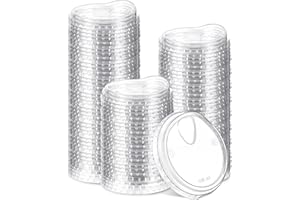Ziliny 100 Count 95mm/3.74inch Strawless Sipper Lids, Clear PET Sip Lids for Plastic Cup Disposable Cover for Cold Brew, coffee, beer, cocktail, wine or Beverage Cups (Style 2)
