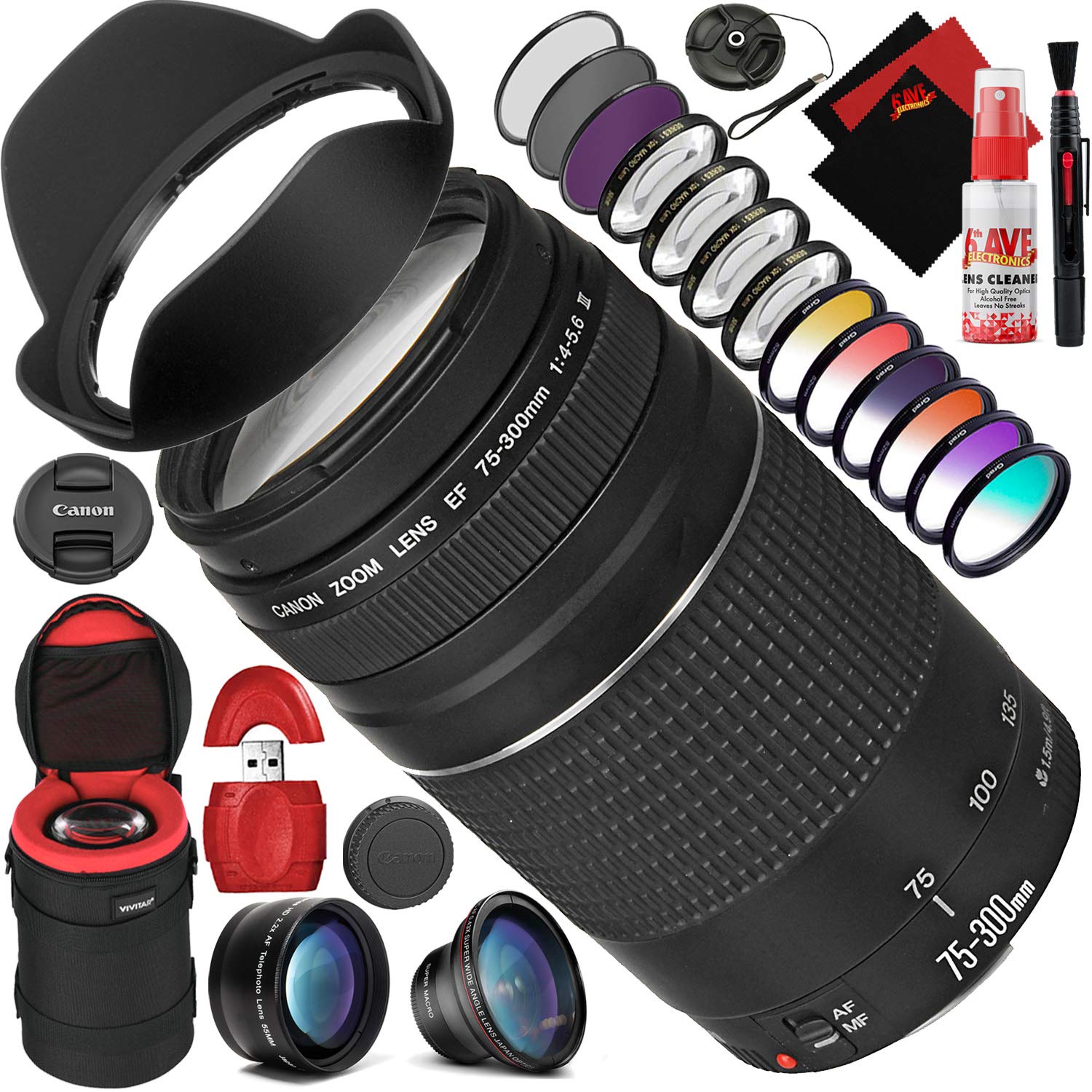 Canon Canon EF 75-300mm f/4-5.6 III Lens with Mega Accessory