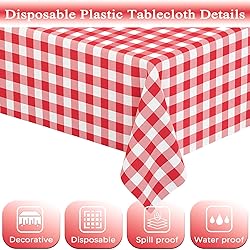 WNINK 4 Pack Red Gingham Tablecloth Rectangular Red