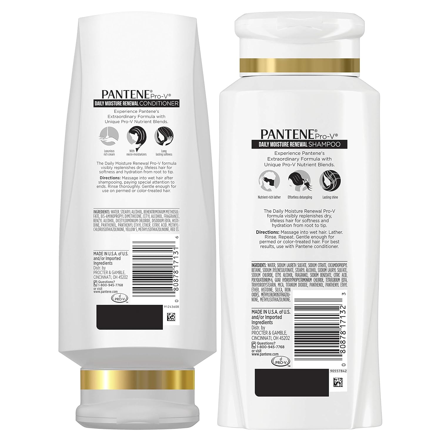Pantene Moisturizing Shampoo and Conditioner for Dry Hair, Daily Moisture Renewal, Bundle Pack: Beauty