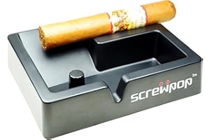 Screwpop 3Way Cigar Ashtray, Cigarillos and Pipes Built from Ultra-Strong Industrial Grade Black Melamine