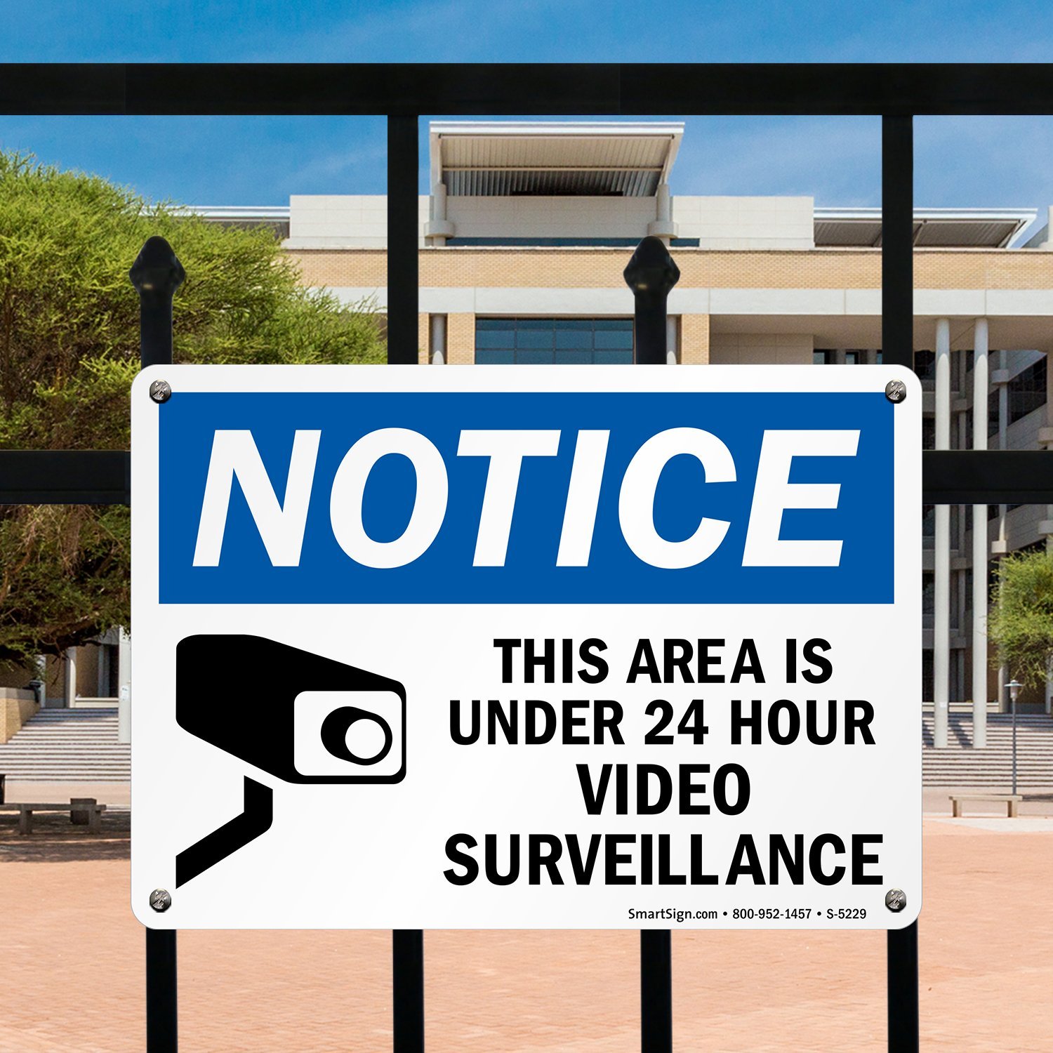 Signs at the entrance of the enterprise video surveillance. Under 24. Video surveillance symbol. 24-hour car surveillance. Under 24.