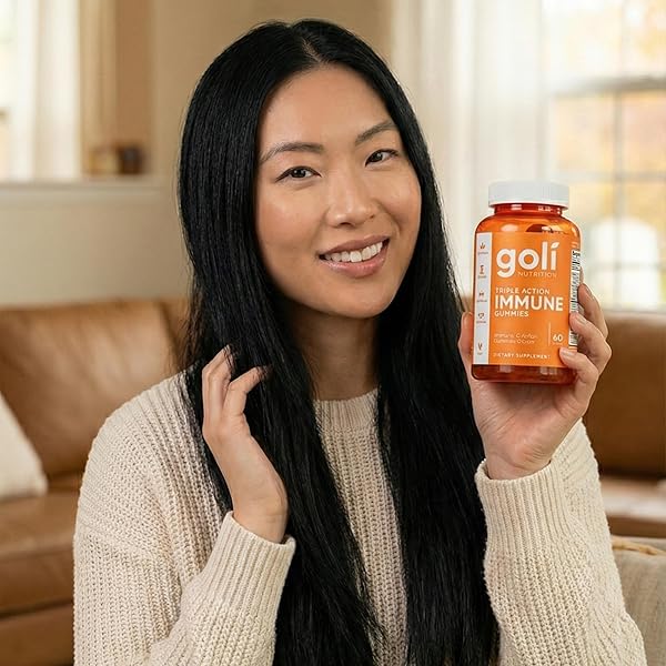 GOLI IMMUNE VITAMIN GUMMY – 60 COUNT – ELDERBERRY, VITAMIN C, D & ZINC, VEGAN, NON-GMO, GLUTEN-FREE & GELATIN-FREE, PACK OF 1