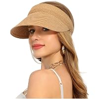 LA CARRIE Wide Brim Straw Visor for Women Sun Hat UV 
