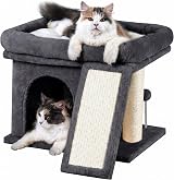 Aechonow Cat Tree Tower Large Cat Perch 50x40cm Sisal Scratching Dark Gray