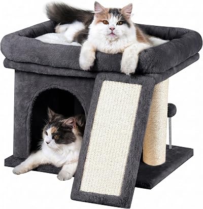 Aechonow Cat Tree Tower Large Cat Perch 50x40cm Sisal Scratching Dark Gray