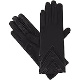 isotoner womens Spandex Touchscreen Cold Weather With Warm Fleece Lining and Chevron Details Winter Gloves, Black - Without Smartdri, Small Medium US