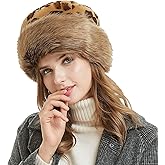 sy soul young Women's Leopard Faux Fur Hats Fluffy Bucket Hat Russian Style for Winter