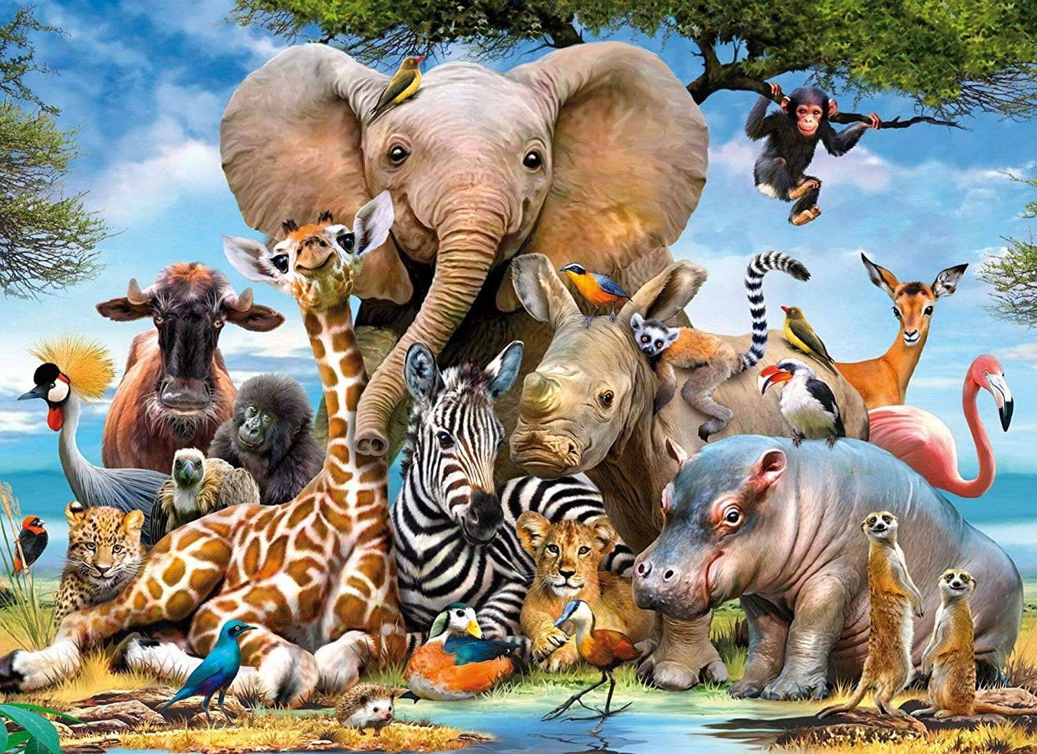 1000 PCS Jigsaw Puzzles - Animal World, Educational Intellectual Decompressing Fun Game for Kids Adults Large Puzzle Game Toys Gift