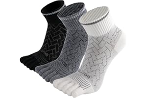BOYLISH 3 Pairs Coolmax/Wool Five Finger Running Socks for Men Women -Lightweight Ankle Athletic Sock