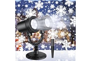 MODOFO Christmas Projector Lights Outdoor, Double Head Christmas Snowflake Projection Lights IP65 Waterproof, Rotating Snow Lamp Brighter LED Landscape for Xmas Holiday Party Decoration