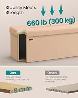 SONGMICS MAZIE Storage Ottoman Bench 110 cm Cream White LSF077W51 view 5