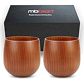 Handcrafted Wooden Whiskey Glasses Gift Set for Men – Set of 2 Old Fashioned Bourbon Cups with Luxury Gift Box | Break-Resistant, Unique Wood Grain | Idea Gifts for Father, Husband & Whiskey Lovers