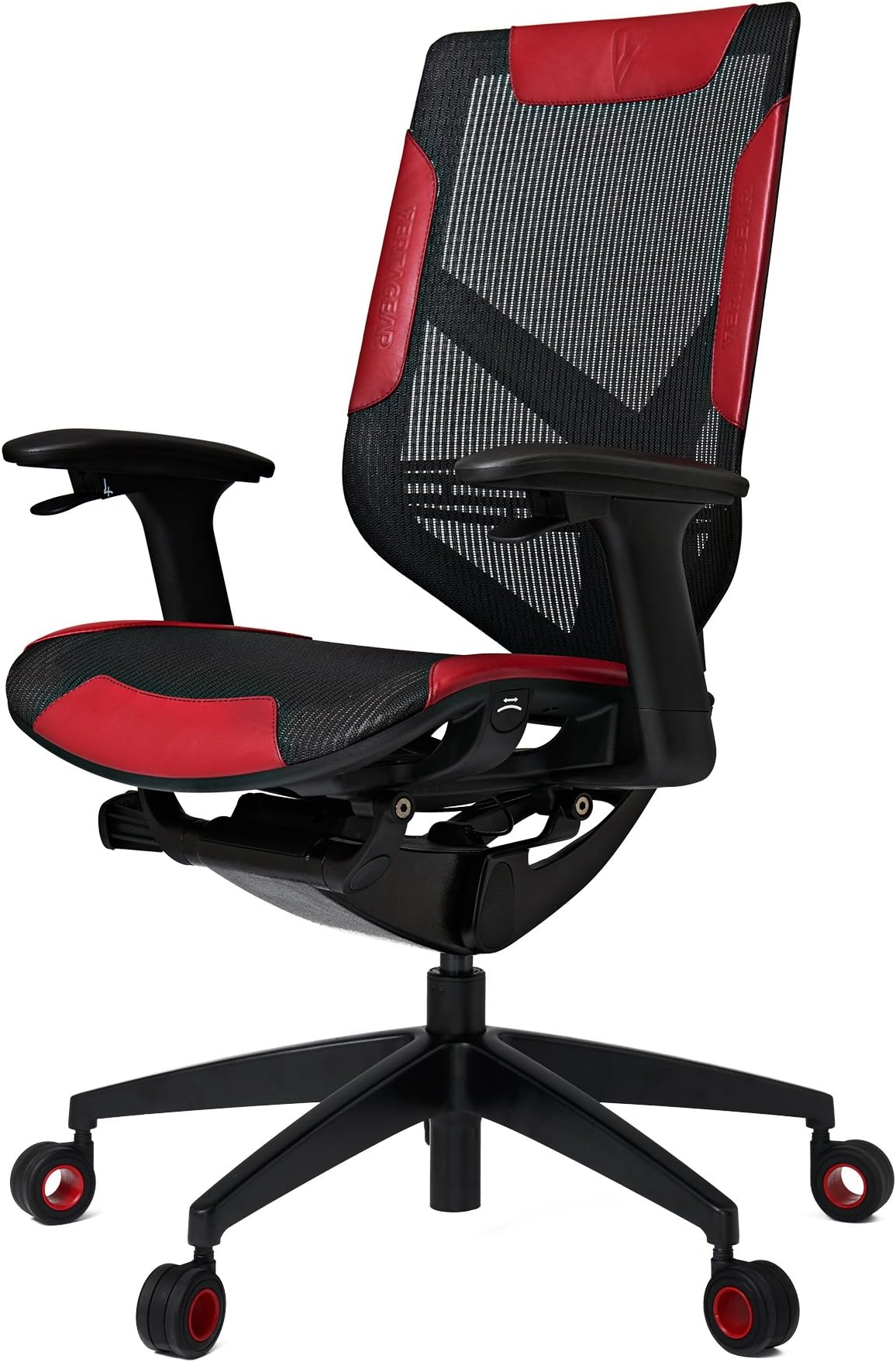 VERTAGEAR Gaming Chair, Leather, Black/Red, Large