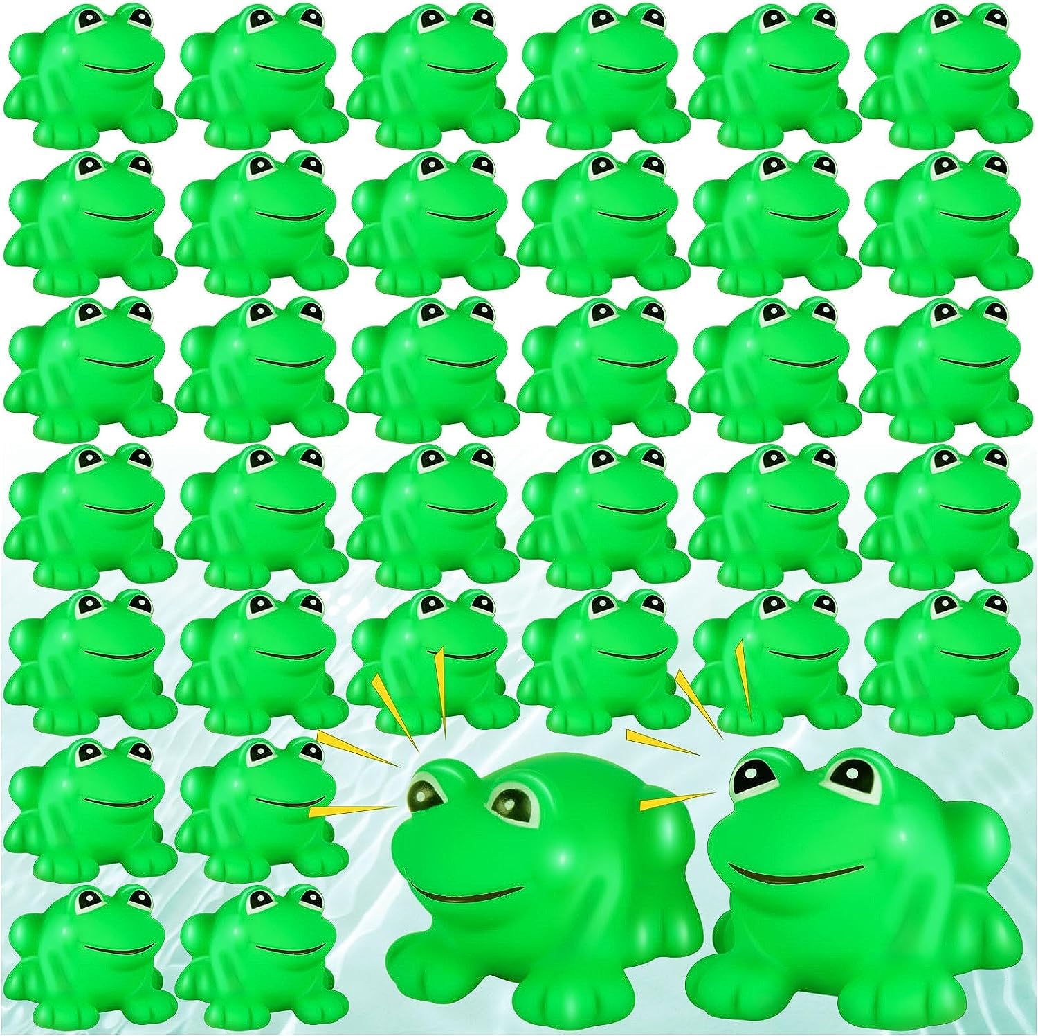 18 pcs Rubber Frogs for Kids, Cute Floating Squeaky Frog Bath Toy Mini Plastic Frogs for Cake Decoration Classroom Carnival Prizes Baby Shower Birthday Party Decoration