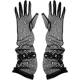 Aniler Women's 21'' Tulle Long Wedding Bridal Elbow Length Sheer Opera Party Gloves