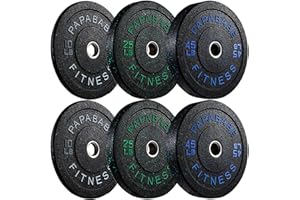 Papababe Weight Plates, 2-Inch Weights Plates Set, Floor Protective Rubber Weight Plates, 10-600lbs Bumper Plates for Barbell Strength Training & Weightlifting (Single/Pair/Full Set)