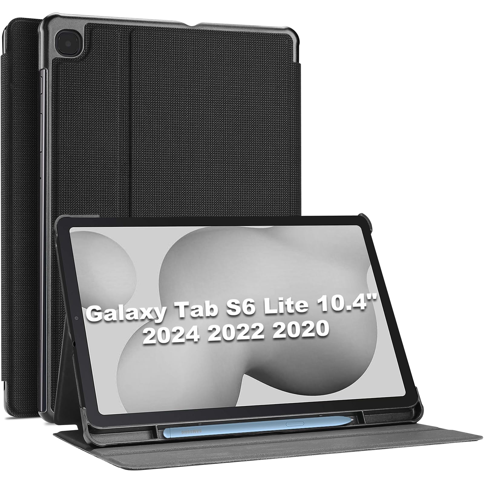 ProCase for Galaxy Tab S6 Lite Case 10.4” 2022 2020 SM-P613 SM-P619 SM-P610 P615, Shockproof Lightweight Slim Protective Book Case Folio Cover -Black