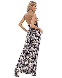Capuffy Women Floral Print Maxi Dresses Lace