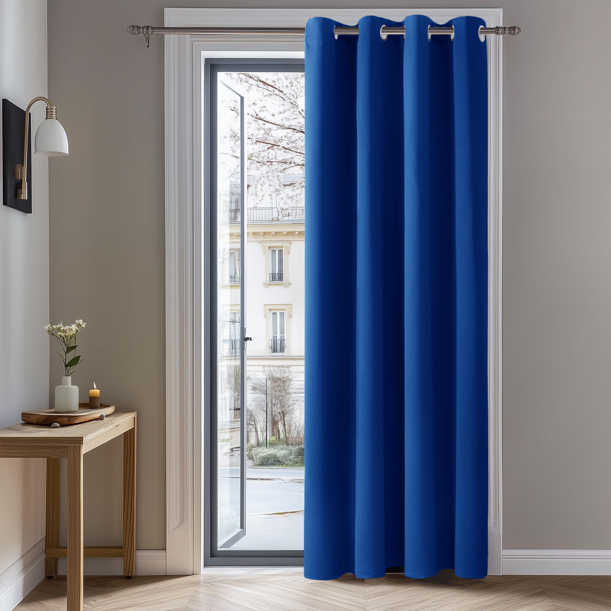 Deconovo Solid Blue Curtain Eyelet Curtain Room Darkening Thermal Insulated Curtain Ring Top Blackout Curtain for Living Room W55 x L70 Inch Royal Blue 1 Panel