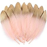 Larryhot Dipped Gold & Pink Goose Feathers for