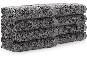 Aston & Arden Aegean Terry Wash Cloths - (Set of 8) Ringspun Turkish Cotton Thick and Soft Absorbent Luxury Hotel and Spa Bathroom Towel, 600 GSM, 13 x 13 in, Dark Grey