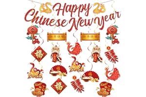 HAKOTI Chinese New Year Decorations 2025, 19Pcs Lunar New Year Decorations Spring Festival Hanging Swirls,Chinese Snake Decorations Red Ceiling Hanging Supplies for Chinese New Year 2025 Snake Party