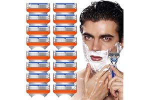 LATEFV Razor Blade Shaving Razor Blade Refills for Gillette Fusion 5 (16 PCS), Orange New Version