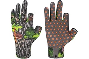 BASSDASH Unisex Fingerless Camo Hunting Gloves for Men's Women's Early Season Warm Weather UPF 50+ Lightweight Fishing Photography HG03