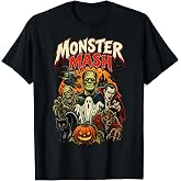 Retro Funny Monster Mash Ghost Skeleton Vampire Halloween T-Shirt