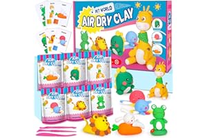 ifergoo Air Dry Clay for Kids - Animal Modeling Clay Kit, 6 Animal Designs with Sculpting Tools & Tutorials, Ultra Light & Soft, Arts & Crafts DIY Creative Toys, Gifts for Age 3-12 Girls & Boys