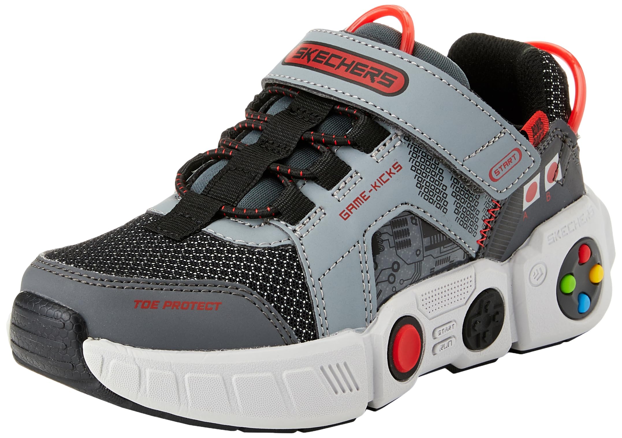 Skechers Unisex-Child Gametronix, Gray/Multi, 12.5 Little Kid Image