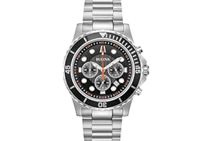 Bulova Men's Classic Sport 6-Hand Chronograph Quartz Watch, Calendar Date, Luminous Hands and Markers, 100M Water Resistant, 44mm