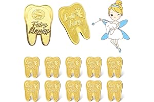 Tooth Fairy Coins, 10PCS Lost Teeth Reward Commemorative Coin Dental Tooth Fairy Golden Plated Metal Coin Kids Teeth Change S