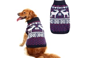 SCENEREAL Dog Sweater for Large Sized Dogs Girl Boy, Turtleneck Pullover Winter Puppy Clothes, Christmas Outfits, Pet Sweatshirt Apparel Knitwear for Golden Retriever, Labrador, Rottweiler, L