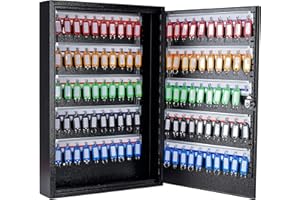 UMEKEN Metal Valet Key Cabinet - 100 Position Car Key Lock Box with Key Tags, Vehicle Organizer Safe Storage Locker, Black, 14.96" x 3.15" x 21.65"