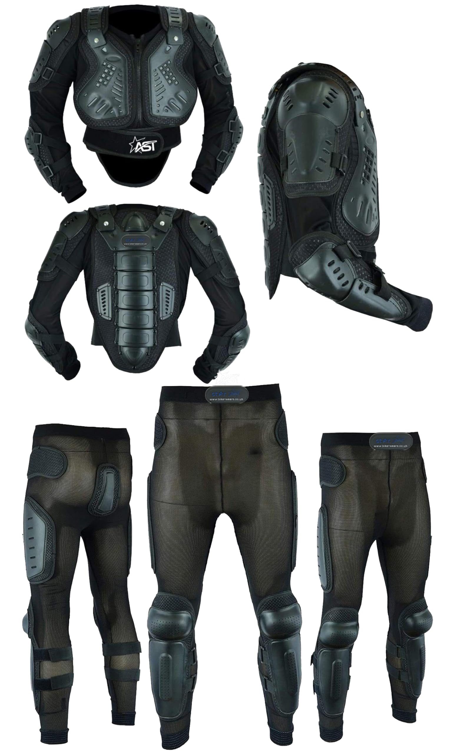 STAR AST Men’s Body Armour Full Spine Back Protection Motocross Protective Guard Jacket Wear & Protective Biker Hard Trouser Full Body Dirt Bike Quad Suit